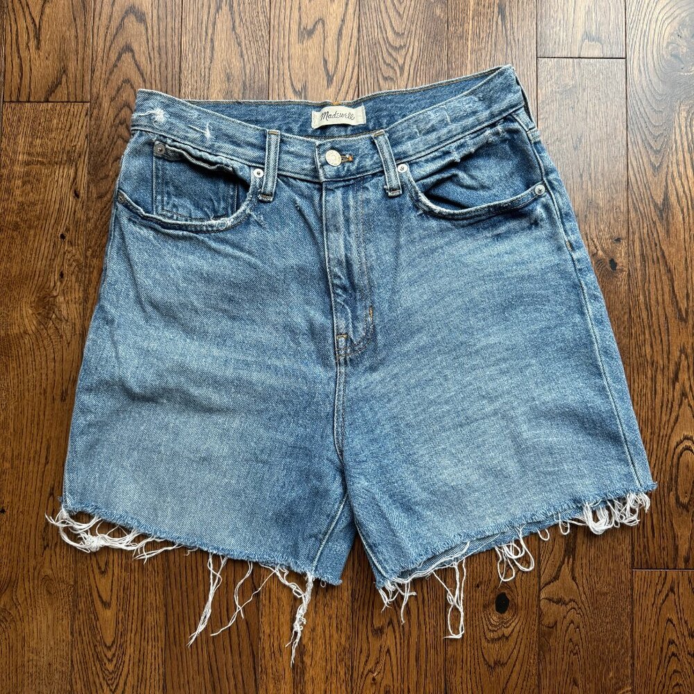 Madewell Women's The Momjean Melva Wash Cutoff Shorts High Waist Distressed 29